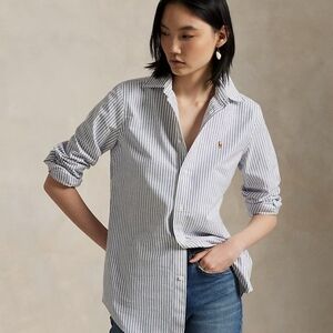 LIKE NEW! Ralph Lauren(10), Women's, Stretch Slim-Fit Striped Oxford Shirt
